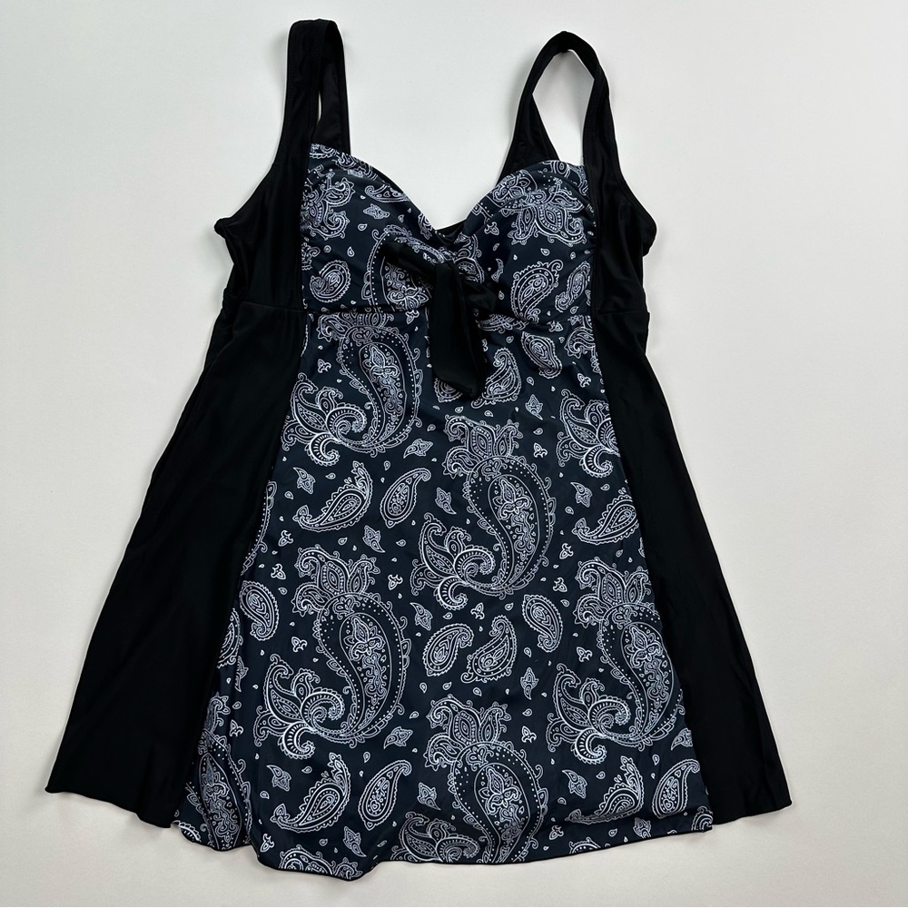 Wantdo Black Bandana Print Swim Dress Size 18W-20W